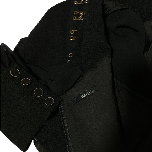 Stunning Elegant Gaby Black Mini Dress with Gold Accents - Picture 4 of 5
